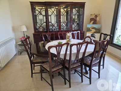 Full dining room made of massif wood, including an expandable table