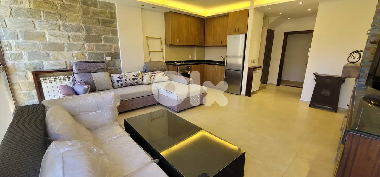 L18775 - Furnished Duplex Chalet With Mountain View For Rent in Faraya 1