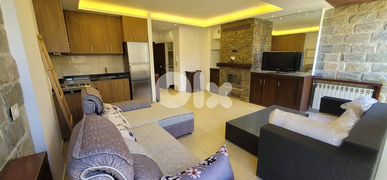 L18775 - Furnished Duplex Chalet With Mountain View For Rent in Faraya 5