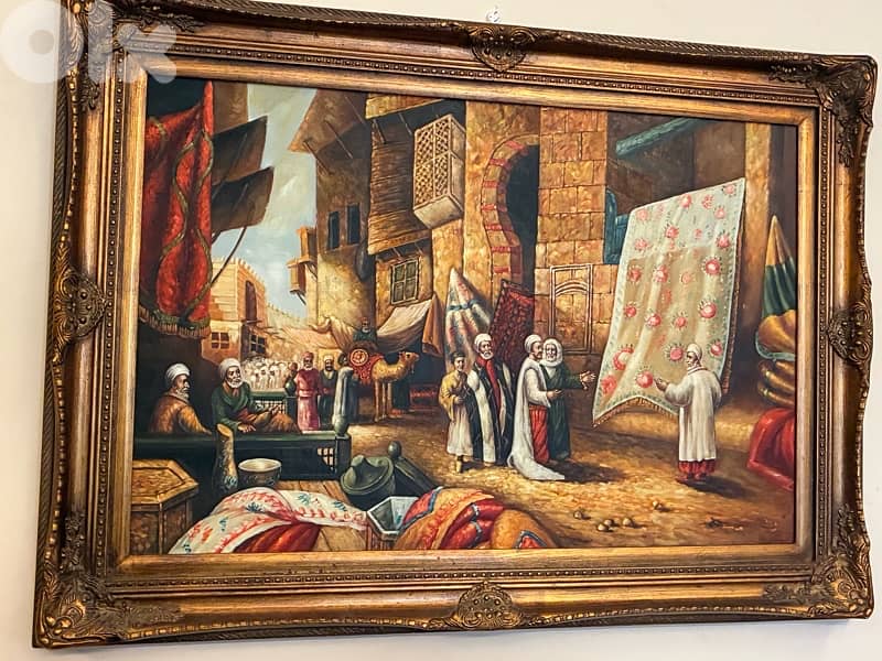 لوحة زيتية راقية /رسم عربي عراقي أصيل/ طابع عربي قديم 4