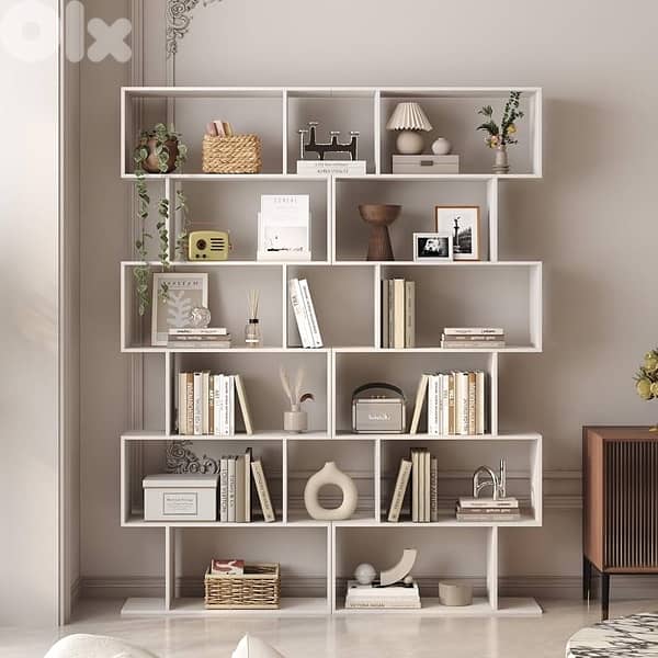Geometric Bookshelf, 6-Tier S-Shaped Bookcase 1
