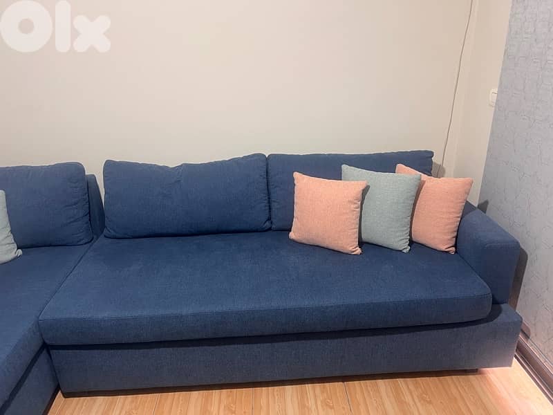 Modern Blue L-Shaped Sofa / Corner Couch – Spacious & Comfortable 2