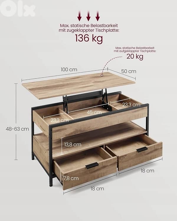 lift top coffee table new in box 8
