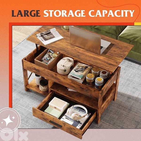 lift top coffee and computer table new in box industrial style 4