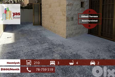 Hazmiyeh 210m2 | 150m2 Terrace | Semi Furnished | Calm Area | AA/MCH