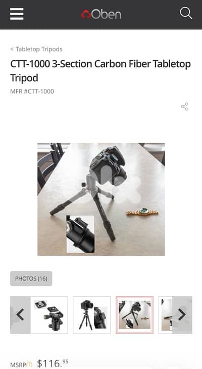 Oben 3-Section Carbon Fiber Tabletop Tripod