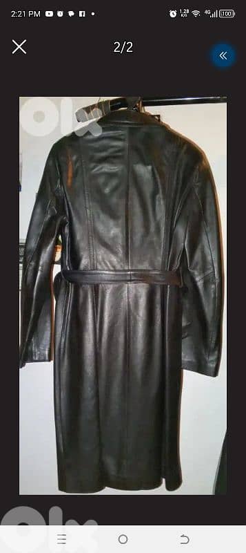 Black coat genuine leather size44