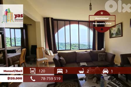 Monsef/Jbeil 120m2 | Furnished | Panoramic View | Calm Area | MCH