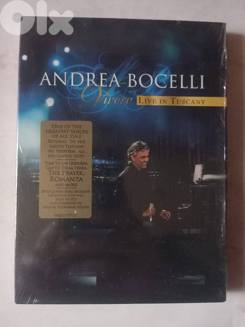 Andrea Bocelli: Vivere Live in Tuscany DVD and CD package. 1