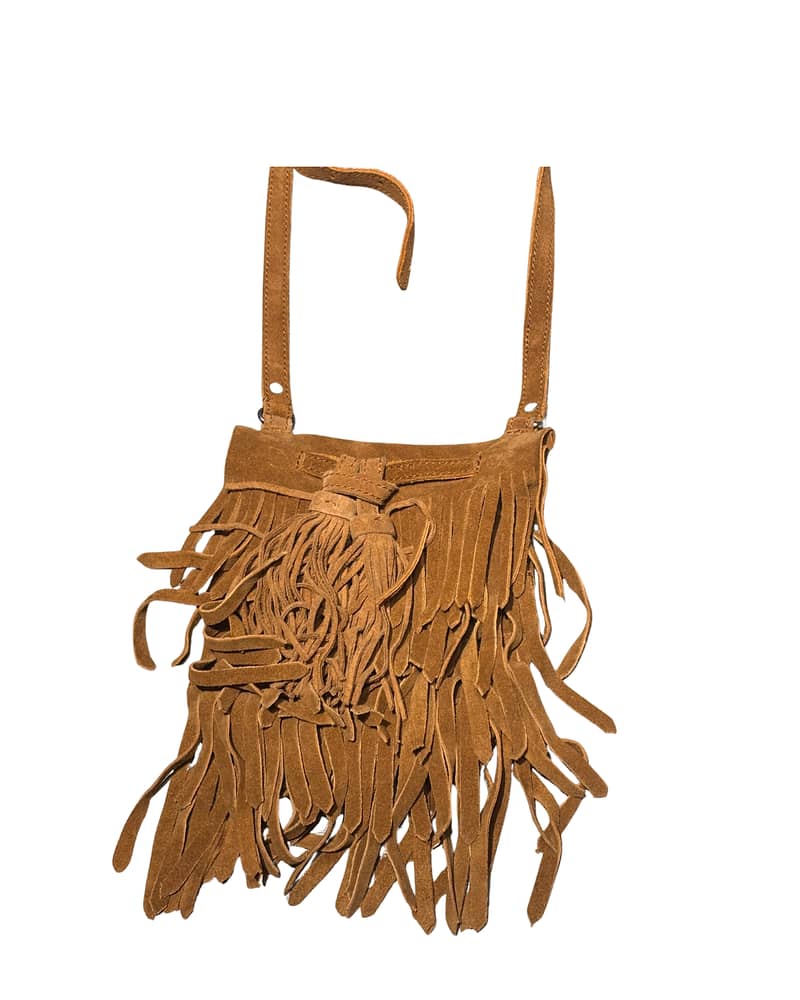 Zara Suede Fringe Crossbody Bag 1