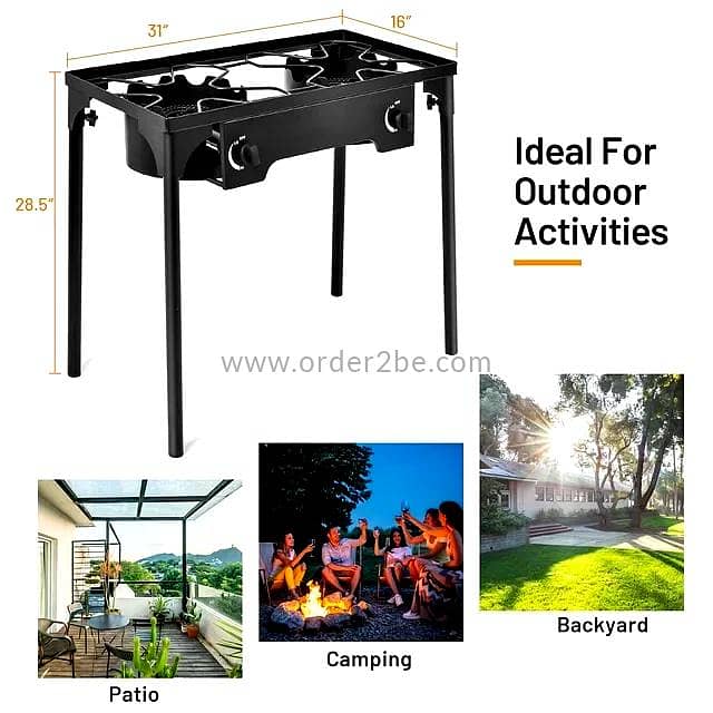 Outdoor Propane Stove — Dual Burner, Cast Iron 10