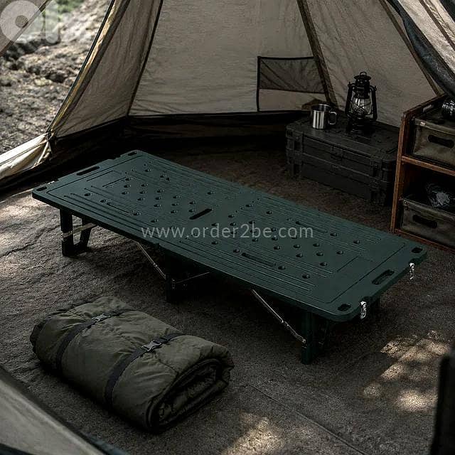 Folding Camping Platform Bed — 196cm Forest Green 1