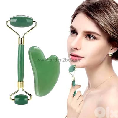 2-Piece Facial Roller & Gua Sha Massage Set