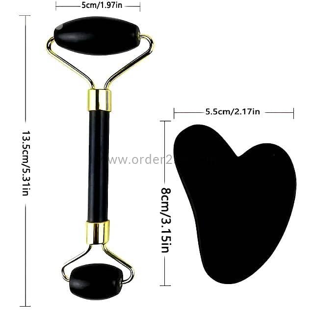2-Piece Facial Roller & Gua Sha Massage Set 7