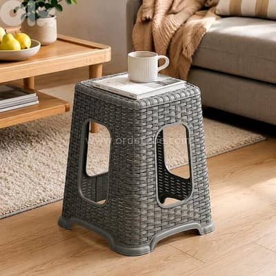 Stackable Rattan-Style Plastic Stool