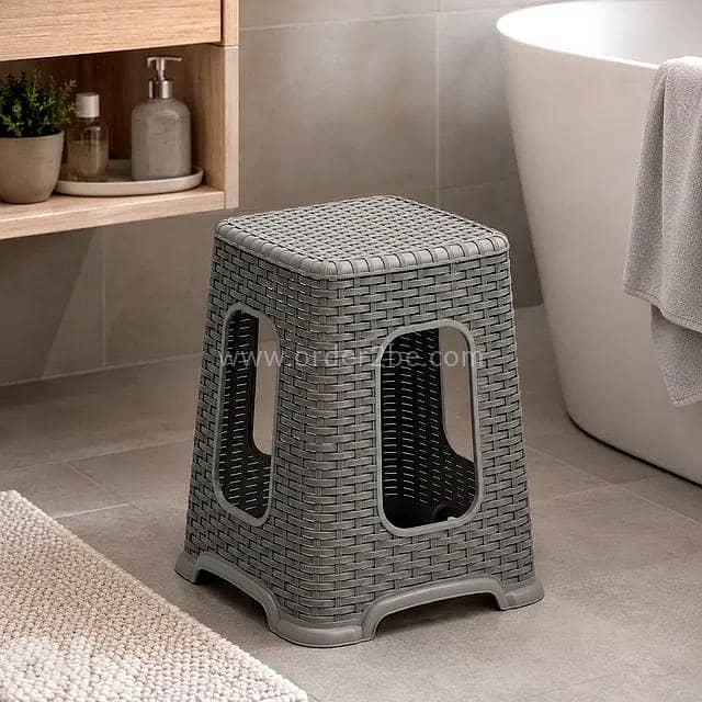 Stackable Rattan-Style Plastic Stool 1