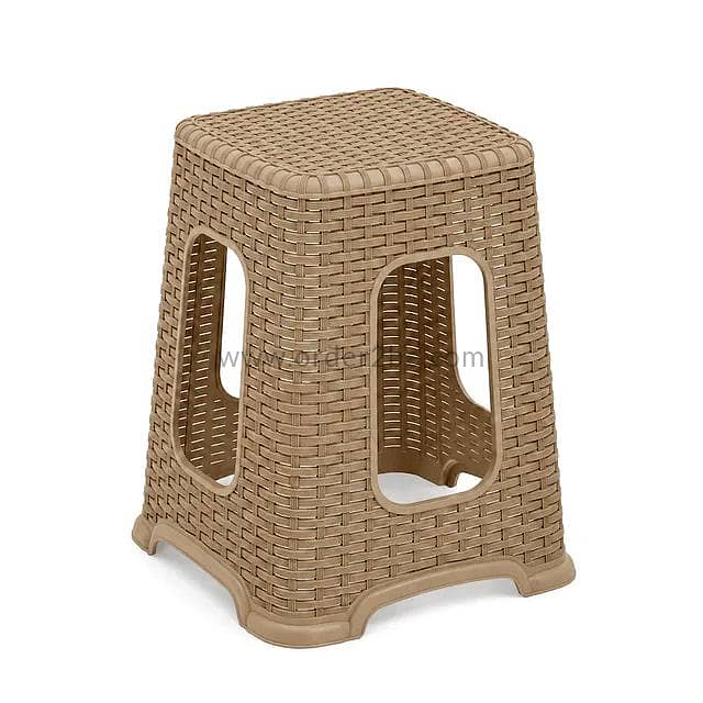 Stackable Rattan-Style Plastic Stool 7