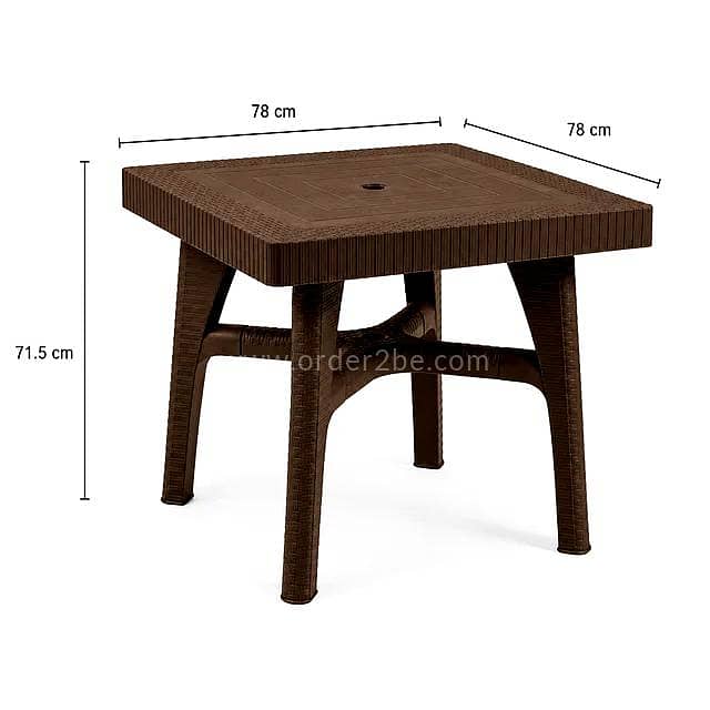 Square Rattan-Style Patio Table with Umbrella Hole 4