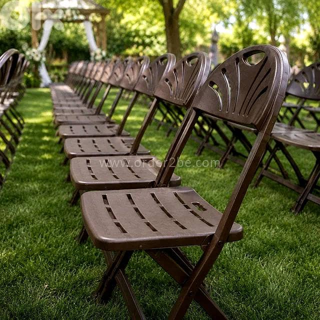 Compact Folding Plastic Chair — Dark Brown 2
