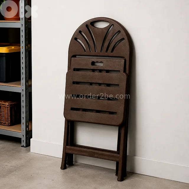 Compact Folding Plastic Chair — Dark Brown 3