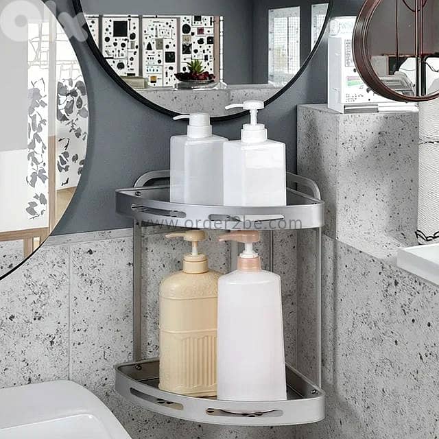 Aluminum 2-Tier Corner Caddy — Brushed Silver 1