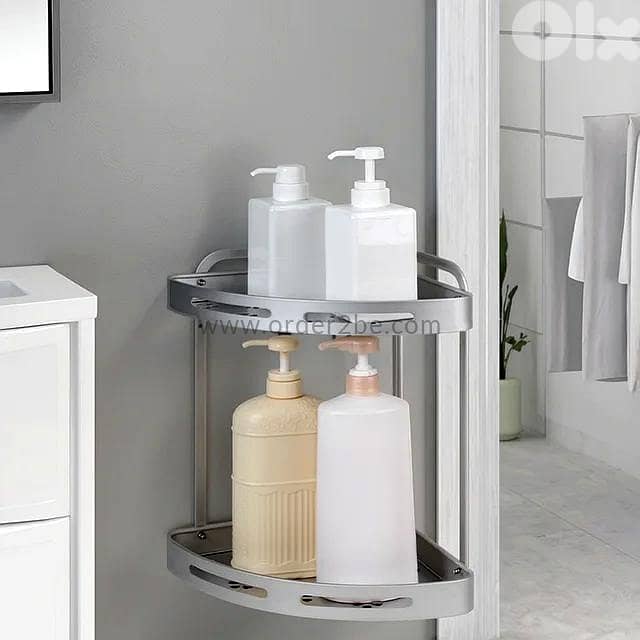 Aluminum 2-Tier Corner Caddy — Brushed Silver 3