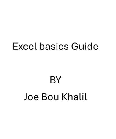 excel basics guide
