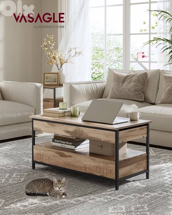 VASAGLE Coffee Table, Living Room Table with Lift Up 3