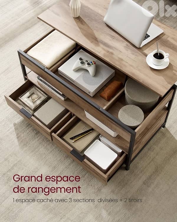 VASAGLE Coffee Table, Living Room Table with Lift Up 6