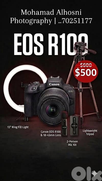 canon r100 with accessories
