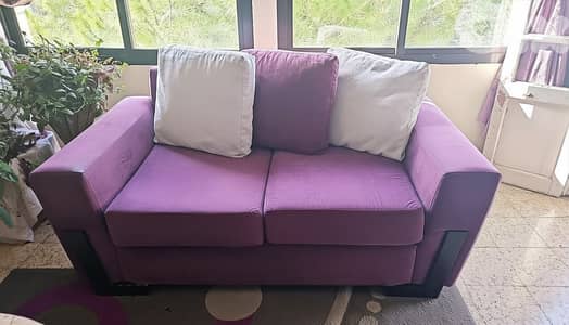 صالون كامل 3 قطع - موف مخمل - بكفيا| Full Velvet Sofa Set 3pcs Bikfaya
