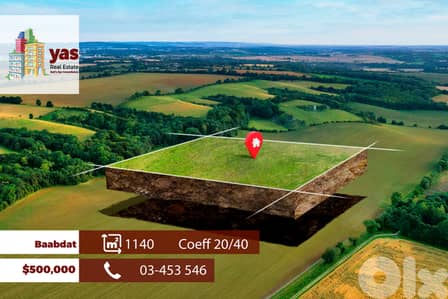 Baabdat 1140m2 | Land | Coeff 20/40 | Perfect Investment | TCH