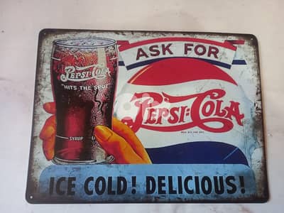 Decorative retro style pepsi cola wall mountable tin plate 40*30cm