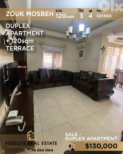 Apartment duplex sale Zouk Mosbeh GH390 شقة دوبلكس للبيع في زوق مصبح