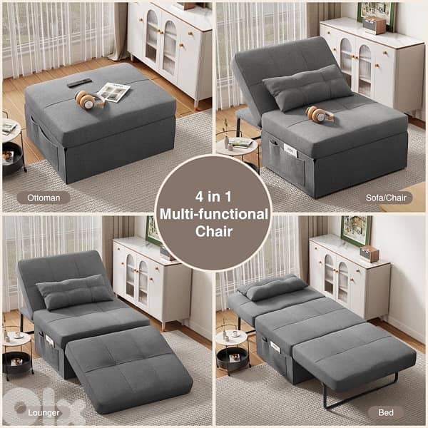 Sleeper Chair Bed, 4 in 1 Convertible Chair Bed Sofa Bed 4