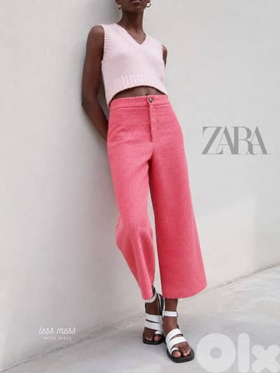 Z A R A tweeted cropped wide leg- size M- new in tag