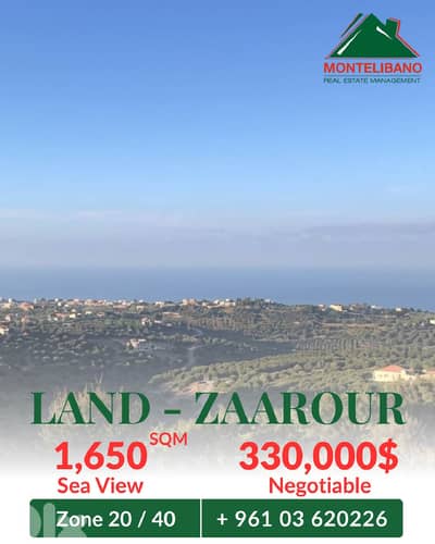 1,650 sqm Land For Sale in Zaarour زعرور with Sea View
