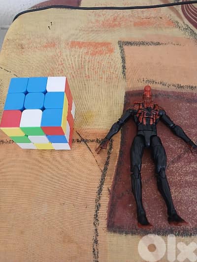 Rubix cube and Spiderman action figure