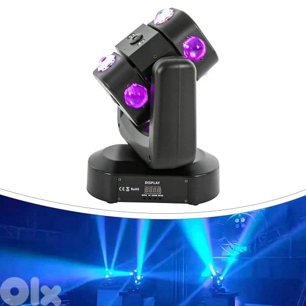 Rotating Laser Beam Moving Head 8 LED RGBW Stage Light DMX Disco Party 2