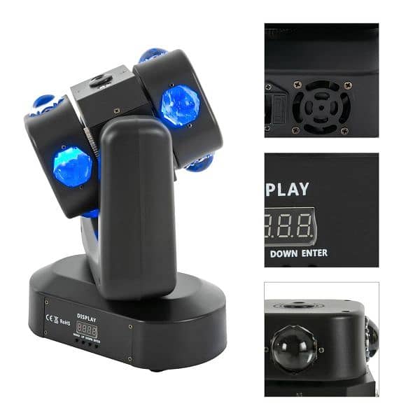Rotating Laser Beam Moving Head 8 LED RGBW Stage Light DMX Disco Party 3