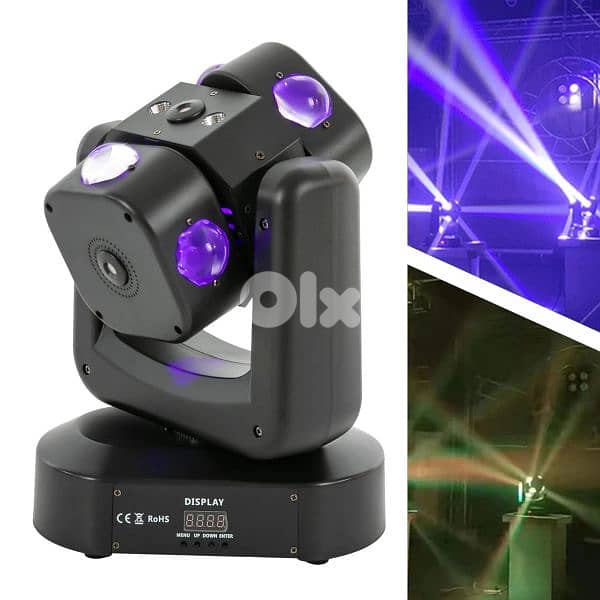 Rotating Laser Beam Moving Head 8 LED RGBW Stage Light DMX Disco Party 6