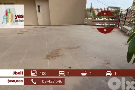 Jbeil 100m2 | 90m2 Terrace | Private Entrance | Dead End Street | MCH