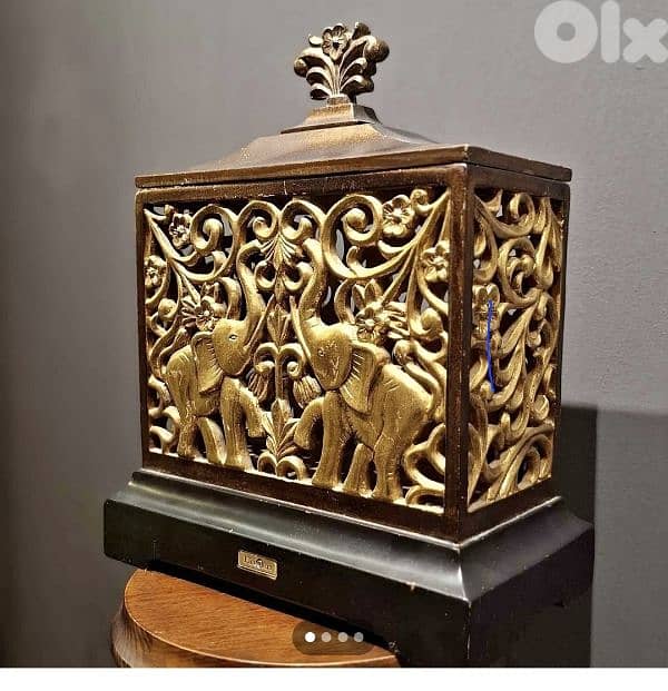 Elite Art Double-Faced Antique Gold Elephant Filigree Box. Antique 4