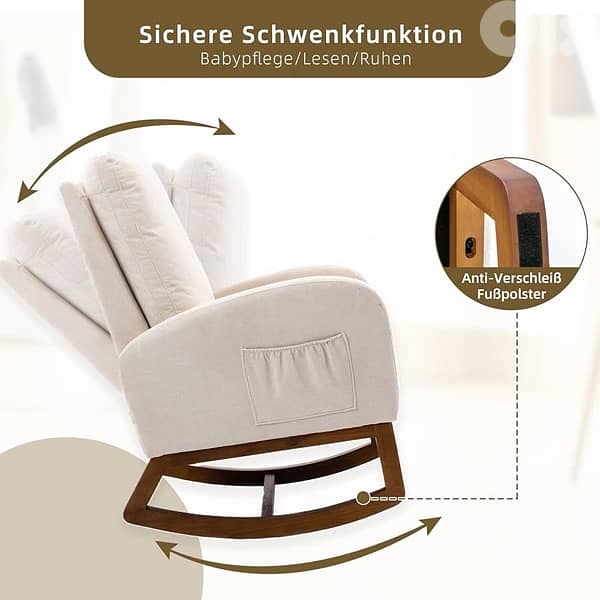 Mid-Century Modern Style Soft Rocking Chair 3