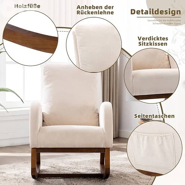 Mid-Century Modern Style Soft Rocking Chair 4