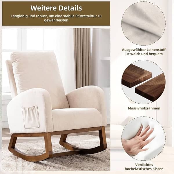 Mid-Century Modern Style Soft Rocking Chair 5