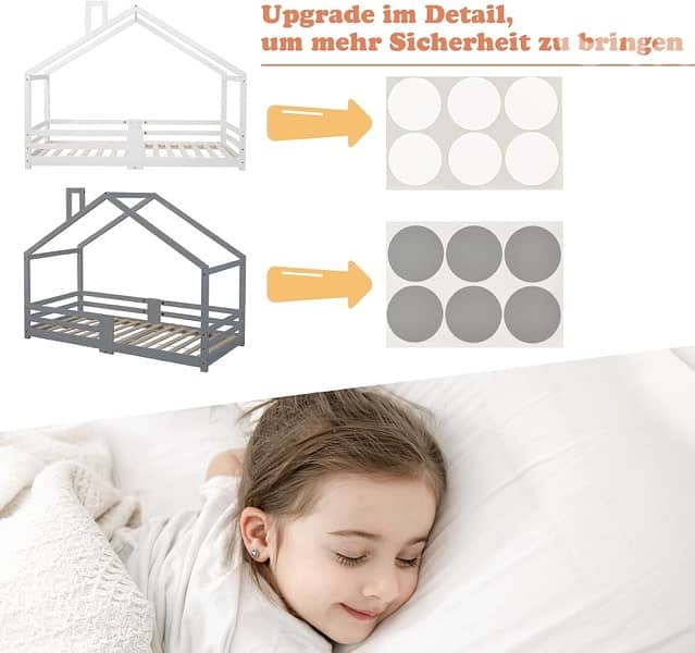 Children's House Bed with Chimney, Fall Protection 4