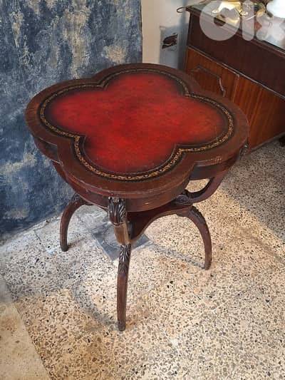 antique english leather table