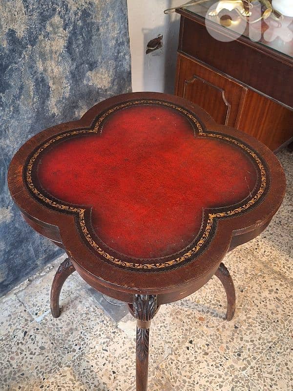 antique english leather table 1