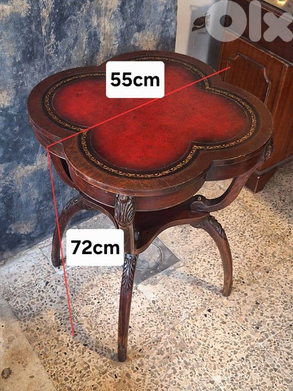 antique english leather table 2